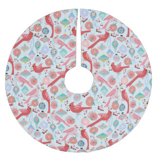 Christmas Cardinals Midcentury Modern Brushed Polyester Tree Skirt