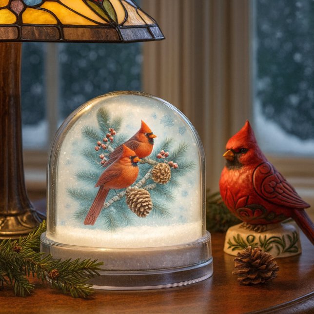 Christmas Cardinals Winter  Snowglobe (Celebrate the season with cardinals in snow perfect gift for nature lovers and collectors.)