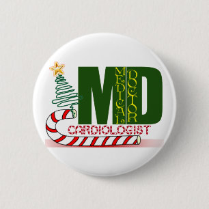 CHRISTMAS CARDIOLOGIST 6 CM ROUND BADGE