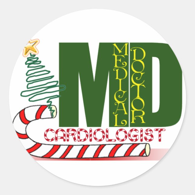 CHRISTMAS CARDIOLOGIST CLASSIC ROUND STICKER (Front)