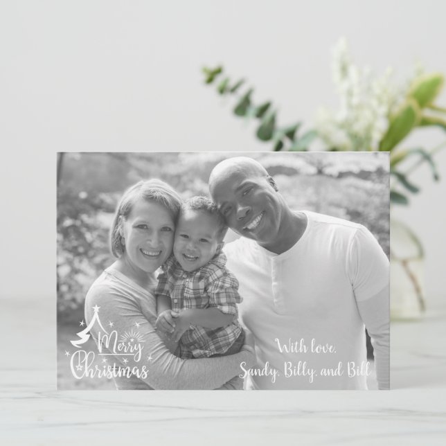 Christmas Cards 2 Photo 2 Sided Black and White (Standing Front)