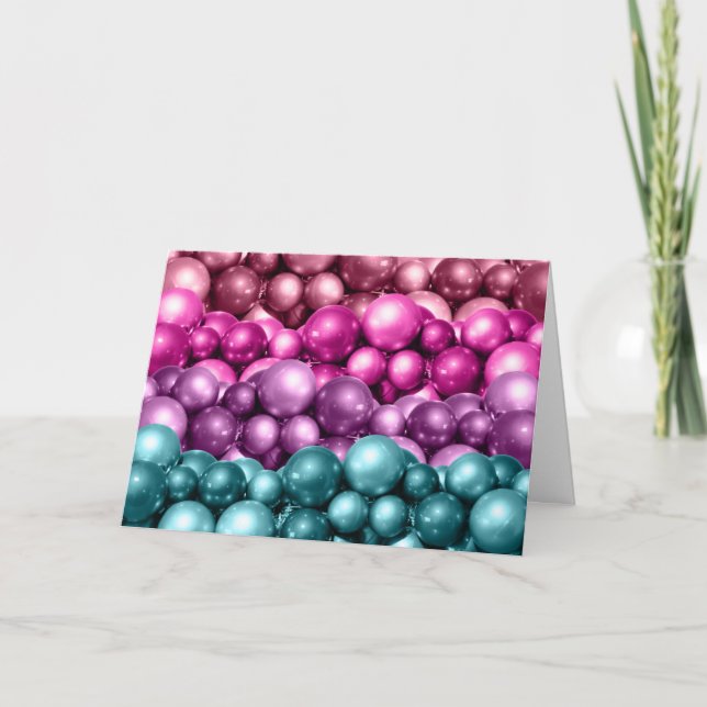 Christmas Cards Decorative Pretty Holiday Balls (Front)