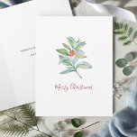 Christmas Cards Watercolor Botanical Berries<br><div class="desc">Send elegant holiday greetings with these beautiful Christmas cards featuring a hand-painted watercolor sprig of holly and rustic red berries. Set against a crisp white background, the greenery and foliage add a charming botanical touch, while the "Merry Christmas" message is displayed in modern brush script typography. Inside, personalise your custom...</div>