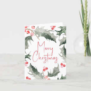 Christmas Cards Watercolor Botanical Holly