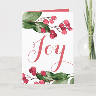 Christmas Cards Watercolor Red & Green Botanical