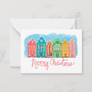 Christmas Cards with Cute Colourful Neighbourhood