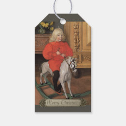 Christmas Carl Larsson Boy on rocking horse CC1062 Gift Tags