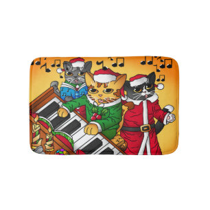 Christmas Carol Cats Bath Mat