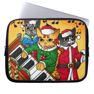 Christmas Carol Cats Laptop Sleeve