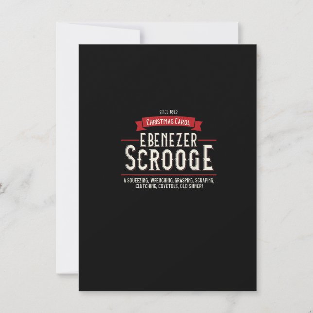 Christmas Carol, Ebenezer Scrooge, Holiday Design, Invitation (Front)