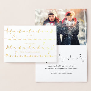 Christmas Carol Fa La Music Family Holiday Photo Foil Card