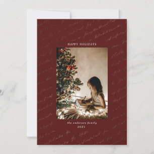 christmas carol faux gold foil holiday photo card