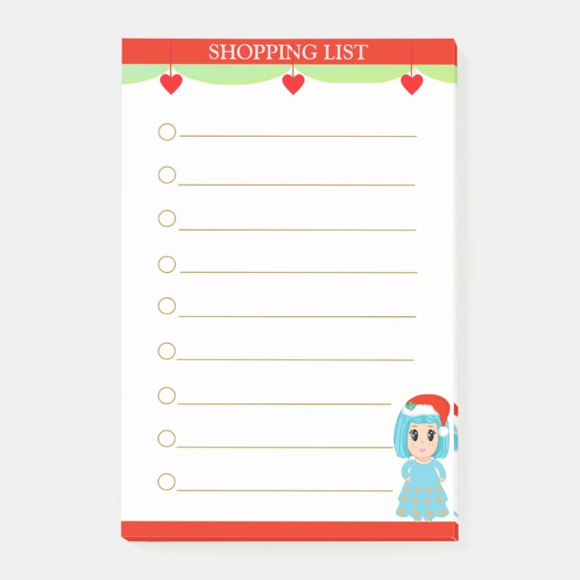 Christmas carol girl Shopping List Post-it Notes (Front)