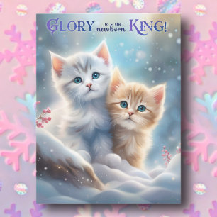 Christmas Carol Kittens Cute Animal Christian  Holiday Postcard