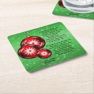 Christmas Carol Lyrics - Came Upon Midnight - Square Paper Coaster