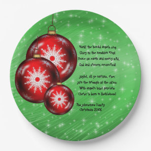 Christmas Carol Lyrics Hark Herald Angels Large 9" Paper Plate