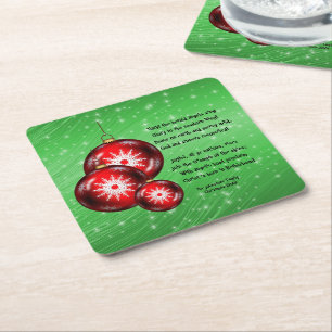 Christmas Carol Lyrics Hark Herald Angels Square Paper Coaster