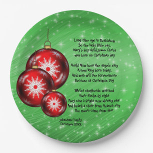 Christmas Carol Lyrics Long Time Ago 9" Paper Plate