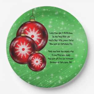 Christmas Carol Lyrics Long Time Ago 9" Paper Plate