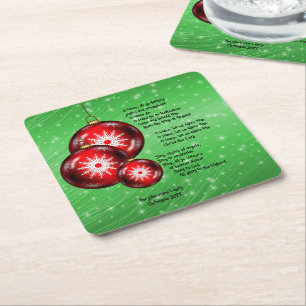 Christmas Carol Lyrics O Come all Ye Faithful - Square Paper Coaster