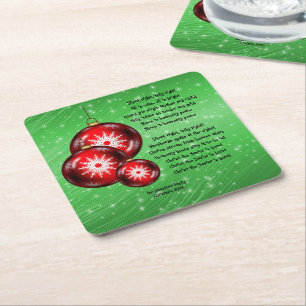 Christmas Carol Lyrics - Silent Night - Square Paper Coaster