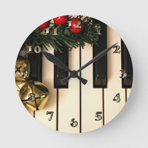 Christmas Carol Music Room Round Clock
