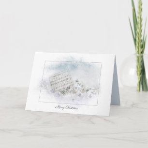 Christmas carol music with ornaments card