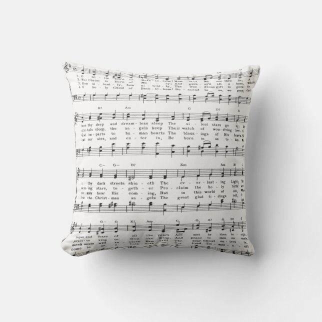 Christmas Carol Sheet Music Cushion (Front)