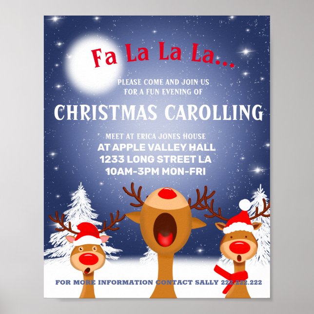 Christmas carol singing party invite poster (Front)