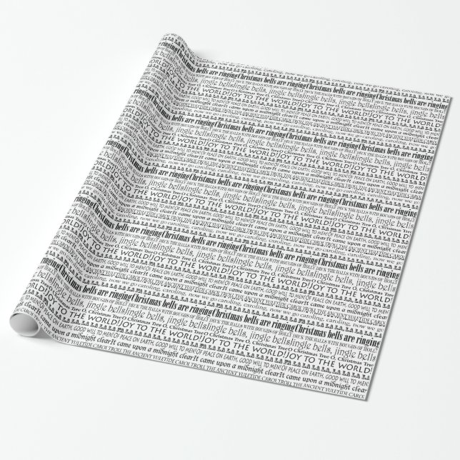 Christmas Carol Texts Yuletide Greetings Wrapping Paper (Unrolled)