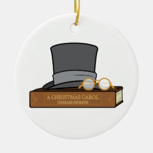 Christmas Carol with Top Hat Ceramic Ornament