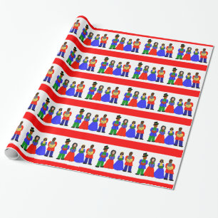 Christmas Carolers-Medley Red Wrapping Paper