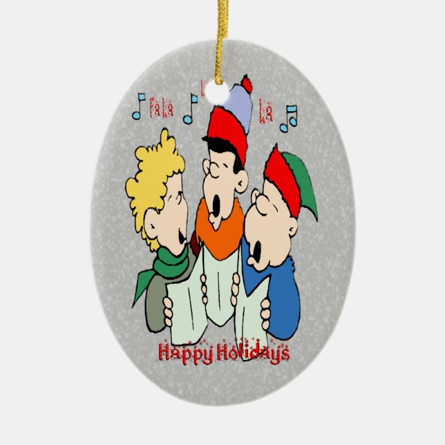Christmas Carolers Oval Ornament (Front)