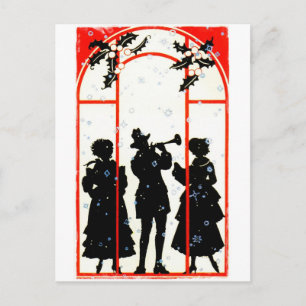 Christmas Carolers Silhouette 1920 Holiday Postcard