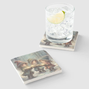 Christmas Carolers Stone Coaster