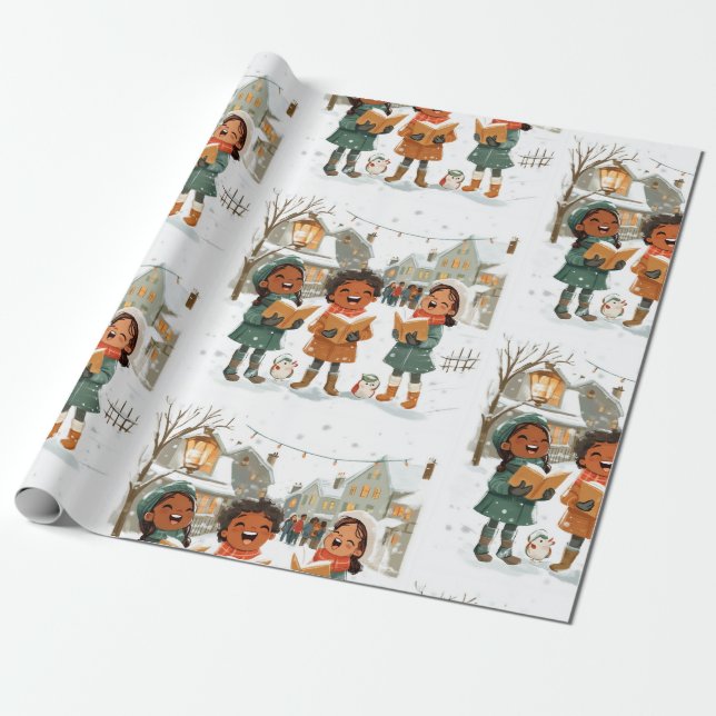 Christmas Carolers  Wrapping Paper (Unrolled)