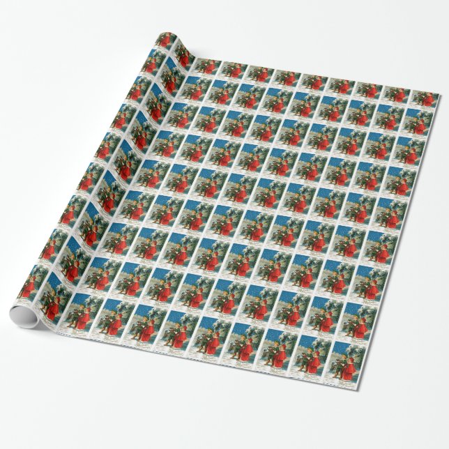 Christmas Carolers Wrapping Paper (Unrolled)