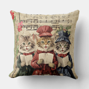 Christmas Caroling Cats Cushion