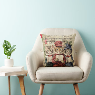 Christmas Caroling Cats Cushion
