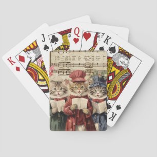 Christmas Caroling Cats,Feline Christmas Choir Playing Cards