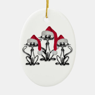 Christmas Caroling Cats Joyous Fun Ceramic Ornament