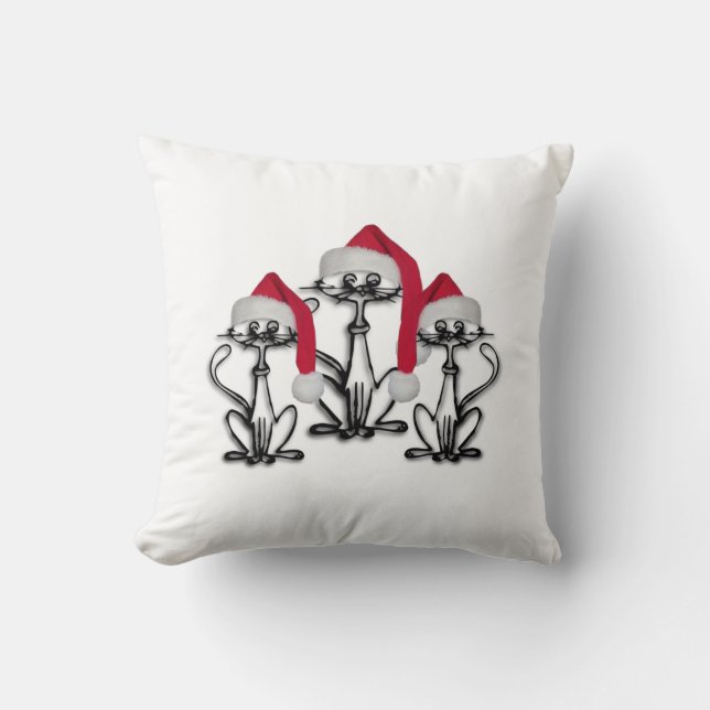 Christmas Caroling Cats Joyous Fun Cushion (Front)