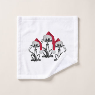 Christmas Caroling Cats Joyous Fun Wash Cloth