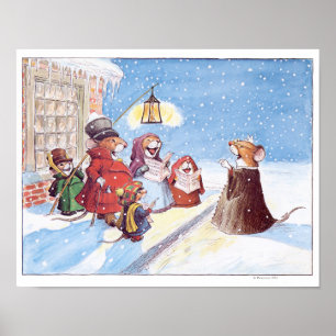 Christmas Caroling Mice Print