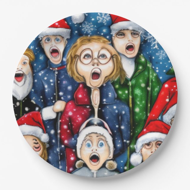 Christmas Caroling Paper Plate (Front)