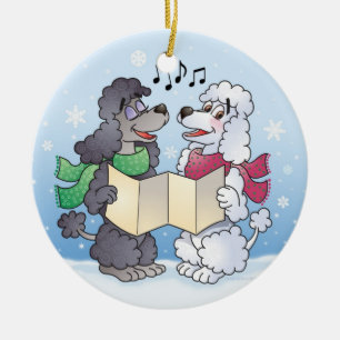 Christmas Caroling Poodles  Ornament