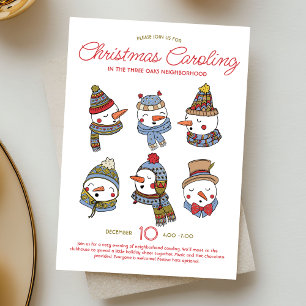 Christmas Caroling Snowmen Holiday Singalong Invitation
