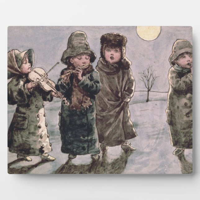 Christmas Caroling (w/c on paper) Plaque (Front)