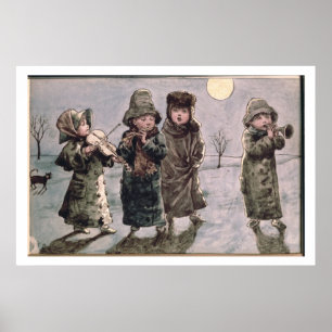 Christmas Caroling (w/c on paper) Poster