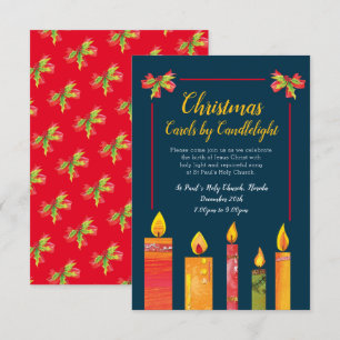Christmas carols by candlelight candles art invitation